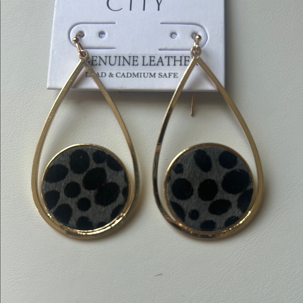 Gold and Black Teardrop Earrings